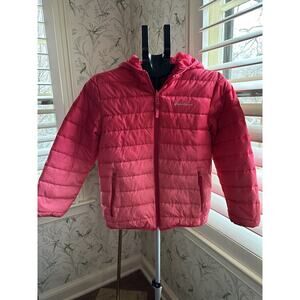 Eddie Bauer Girls M 10/12 Reversible Down Jacket Ombre Pink Hooded